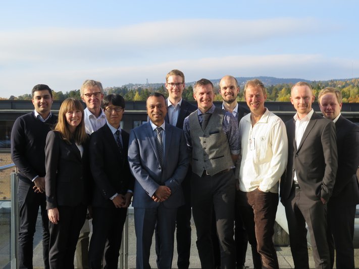 From left; Faraz Kahn Hameed, MD, Camilla K. Larsen, MD, Associate professor Helge Skulstad, MD, PhD, Associate professor Katsuji Inoue, MD, PhD, Professor Theodore P. Abraham, MD, PhD, John Aalen, MD, Professor Eigil Samset, PhD, Ole Jakob Sletten, MD, Espen Remme, M.Sc.Eng, PhD, Petter Storsten, MD and Espen Bøe, MD, PhD.